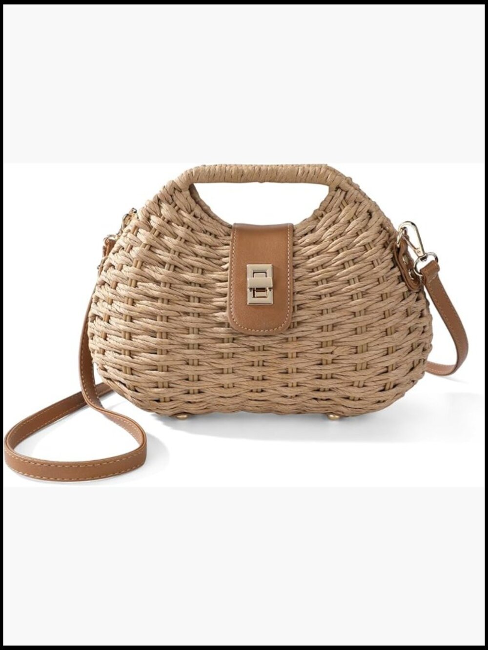 Boho Straw Clutch Crossbody Bag Adjustable Strap Summer Beach Purse Elegant - Picture 1 of 7
